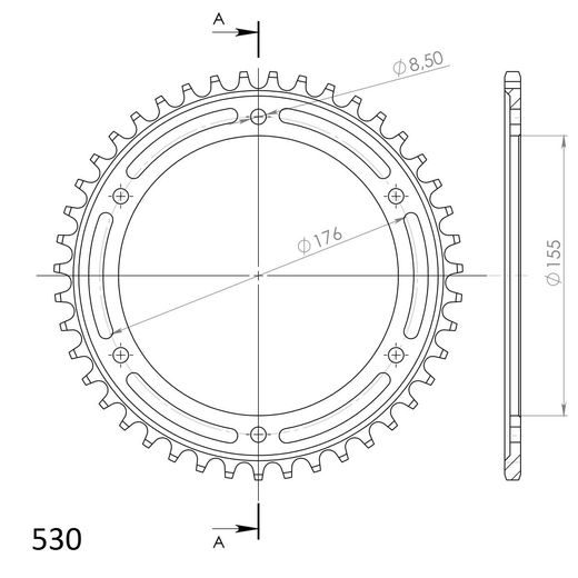 REŤAZOVÁ SADA EK - STRIEBORNÝ CHAIN 530 SRO, O-KRÚŽOK, CHK FRONT SPROCKET JT CHK RUBBER CUSHIONED, CHK REAR SPROCKET SUPERSPROX PRE TRIUMPH T509 SPEED TRIPLE 885 1997-1998