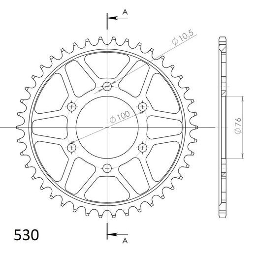 REŤAZOVÁ ROZETA SUPERSPROX RFE-816:42-BLK ČIERNA 42T, 530