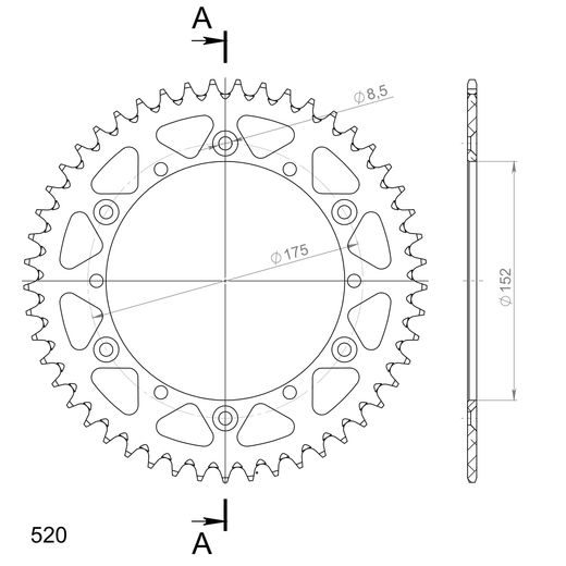REŤAZOVÁ SADA EK - STRIEBORNÝ CHAIN 520 SRO, O-KRÚŽOK, CHK FRONT SPROCKET SUPERSPROX, CHK REAR SPROCKET SUPERSPROX PRE YAMAHA YZ 250 1987-1989