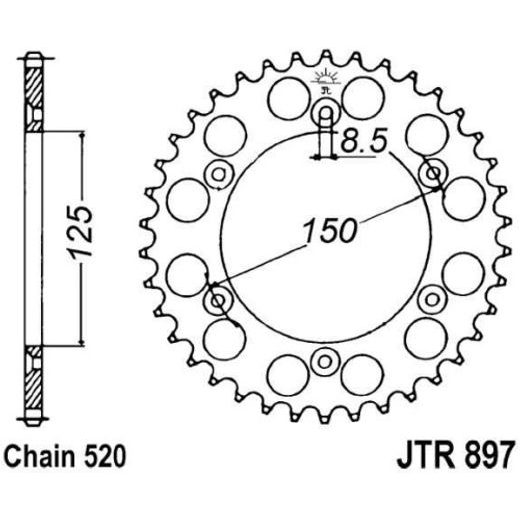 REŤAZOVÁ ROZETA JTR 897-44 44 ZUBOV, 520