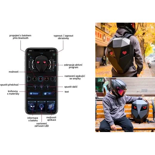 RUKSAK S PROGRAMOVATEĽNÝMI LED DISPLEJMI