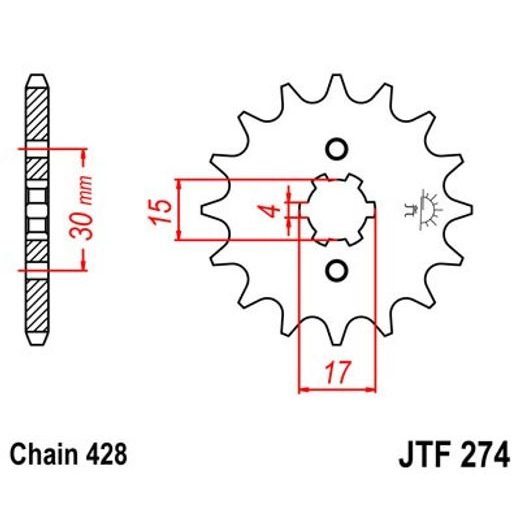 REŤAZOVÁ SADA EK - STRIEBORNÝ CHAIN 428 DEH, NON-SEALED, CHK FRONT SPROCKET JT, CHK REAR SPROCKET JT PRE HONDA CRF 100 F 2004-2013
