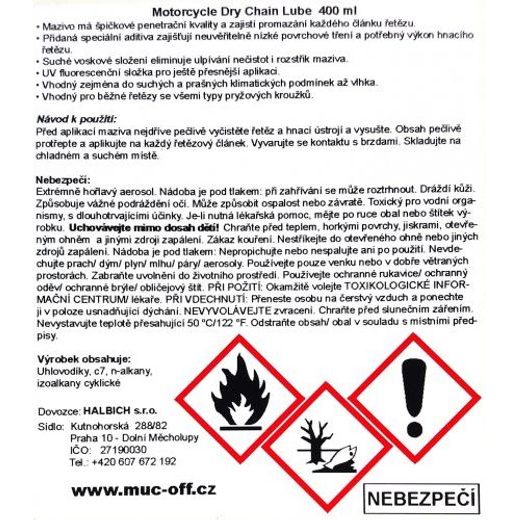 MUC-OFF MOTORCYCLE CHAIN LUBE DRY 400ML