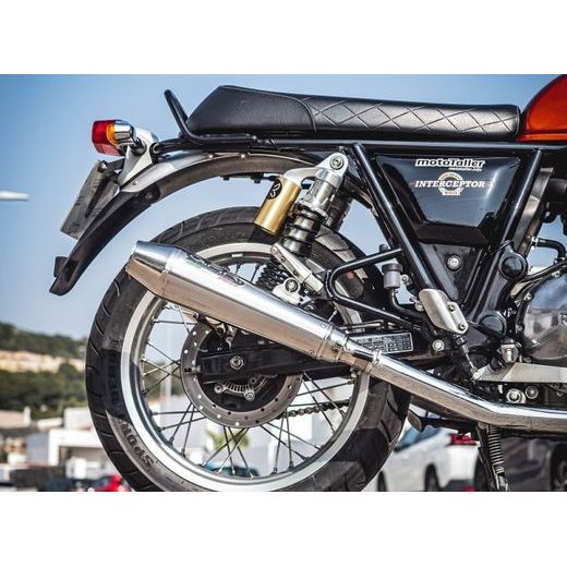 DVOJITÁ KONCOVKA VÝFUKU SLIP - ON GPR ULTRACONE E4.ROY.10.CAT.ULTRA BRUSHED STAINLESS STEEL PRE ROYAL ENFIELD CONTINENTAL GT 650 2021-2024