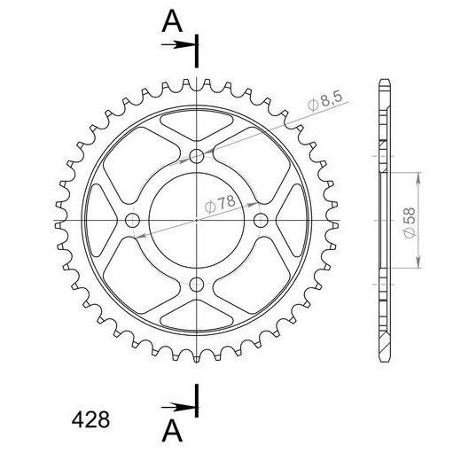 REŤAZOVÁ SADA EK - STRIEBORNÝ CHAIN 428 SRO, O-KRÚŽOK, CHK FRONT SPROCKET SUPERSPROX, CHK REAR SPROCKET SUPERSPROX PRE SUZUKI TU 125 XT 1999-2000