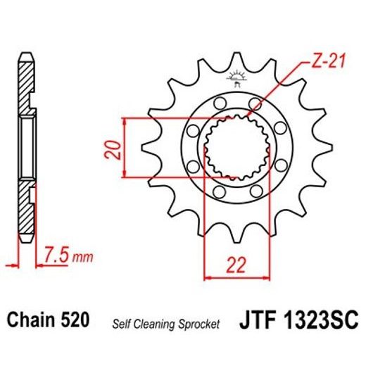 REŤAZOVÉ KOLIEČKO JT JTF 1323-13SC 13T, 520 SAMOČISTIACE ĽAHKÉ