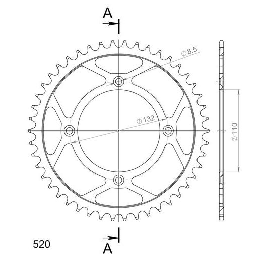 REŤAZOVÁ ROZETA SUPERSPROX RFE-720:46-BLK ČIERNA 46T, 520