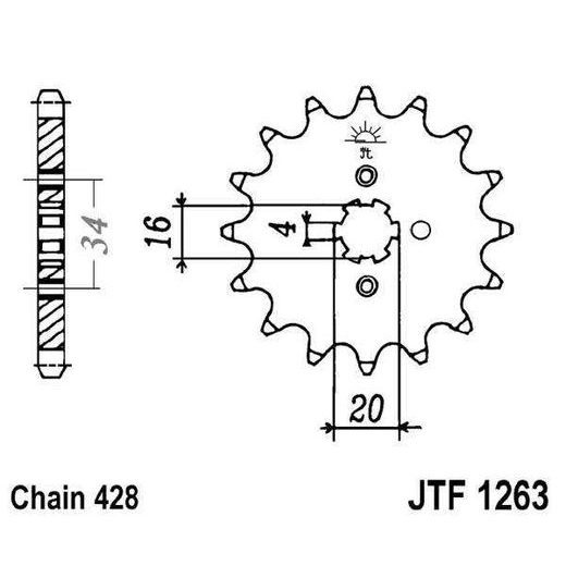 REŤAZOVÁ SADA EK - STRIEBORNÝ CHAIN 428 SHDR, NON-SEALED, CHK FRONT SPROCKET JT, CHK REAR SPROCKET JT PRE YAMAHA XT 125 R 2005-2007