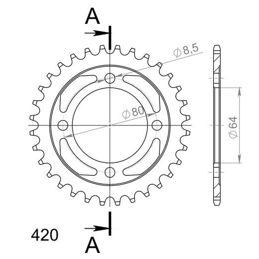 REŤAZOVÁ SADA EK - STRIEBORNÝ CHAIN 420 SH, NON-SEALED, CHK FRONT SPROCKET SUPERSPROX, CHK REAR SPROCKET SUPERSPROX PRE YAMAHA PW 80 1983-2006