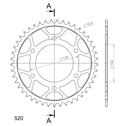 REŤAZOVÁ ROZETA SUPERSPROX RFE-401:45-BLK ČIERNA 45T, 520