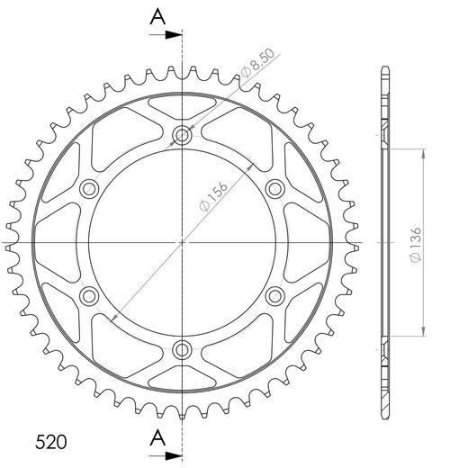 REŤAZOVÁ ROZETA SUPERSPROX RFE-1512:49-BLK ČIERNA 49T, 520