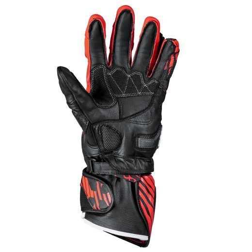 KOŽENÉ RUKAVICE IXS ACE 2.0 X4-222207 COAL BLACK-POWER RED XS