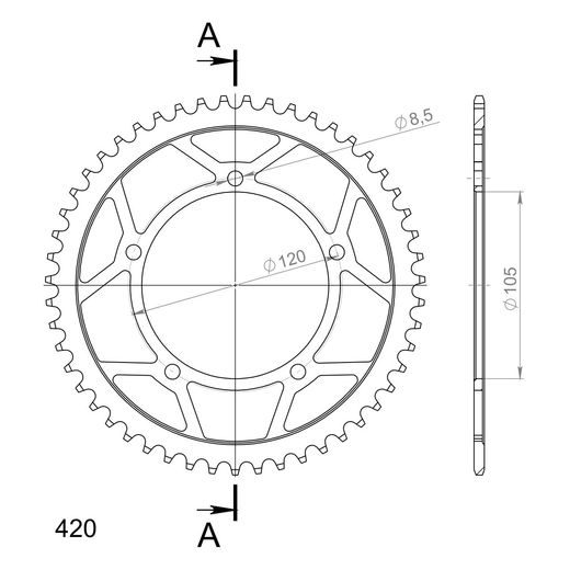 REŤAZOVÁ SADA EK - STRIEBORNÝ CHAIN 420 SH, NON-SEALED, CHK FRONT SPROCKET SUPERSPROX, CHK REAR SPROCKET SUPERSPROX PRE APRILIA MX 50 2003-2006