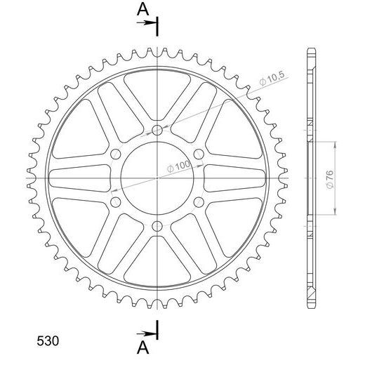 REŤAZOVÁ ROZETA SUPERSPROX RFE-816:52-BLK ČIERNA 52T, 530