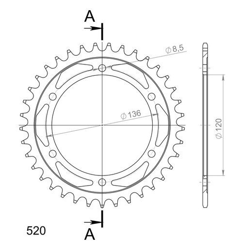 REŤAZOVÁ SADA EK - ZLATÝ CHAIN 520 ZVX, X-RING (X, NX, QX, XS), CHK FRONT SPROCKET SUPERSPROX, CHK REAR SPROCKET SUPERSPROX PRE YAMAHA SRX 600 1986-1989