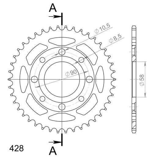 REŤAZOVÁ SADA D.I.D CHAIN - STRIEBORNÝ CHAIN 428 D, NON-SEALED, CHK FRONT SPROCKET SUPERSPROX, CHK REAR SPROCKET SUPERSPROX PRE DAELIM ROADWIN 125 2004-2007