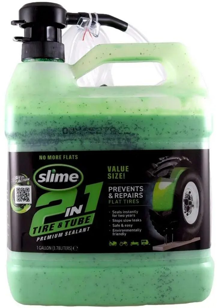 Náplň pro bezdušové i dušové pneu 2v1 SLIME 3,8L - včetně pumpy - Slime USA  - Slime - prevence defektu - Pneumatiky, Příslušenství - Motodily-praha.cz