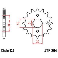 ŘETĚZOVÉ KOLEČKO JT JTF 264-15 15 ZUBŮ, 428