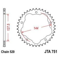 Hliníková řetězová rozeta JT JTA 751-38BLK 38 zubů, 520 černá