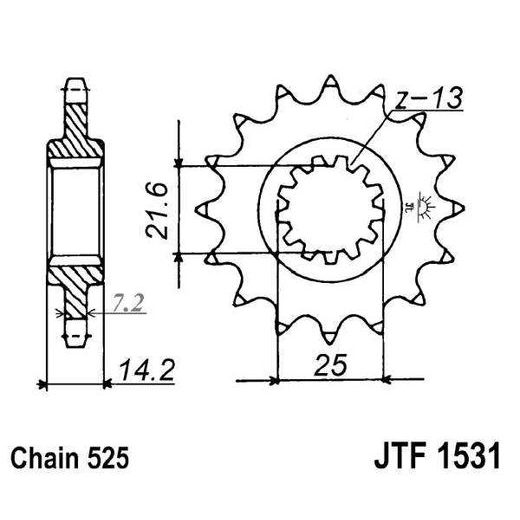 ŘETĚZOVÉ KOLEČKO JT JTF 1531-15 15 ZUBŮ, 525