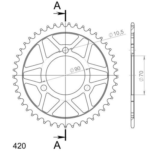 ŘETĚZOVÁ ROZETA SUPERSPROX RFE-239:45-BLK ČERNÝ 45 ZUBŮ, 420