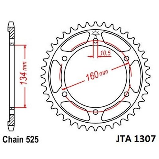 HLINÍKOVÁ ŘETĚZOVÁ ROZETA JT JTA 1307-42 42 ZUBŮ, 525