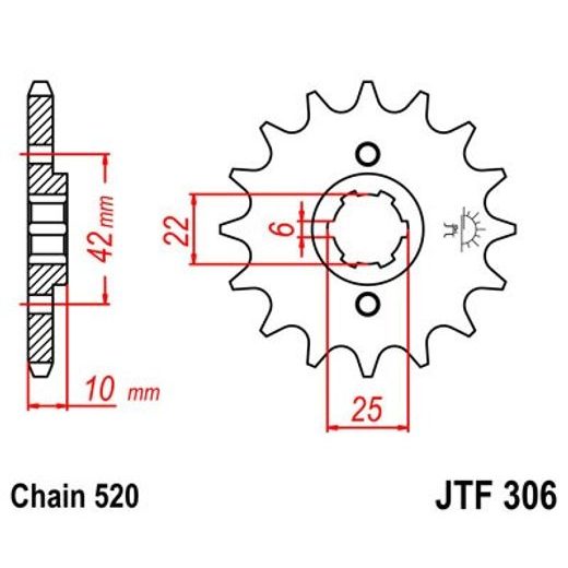 ŘETĚZOVÉ KOLEČKO JT JTF 306-14 14 ZUBŮ, 520