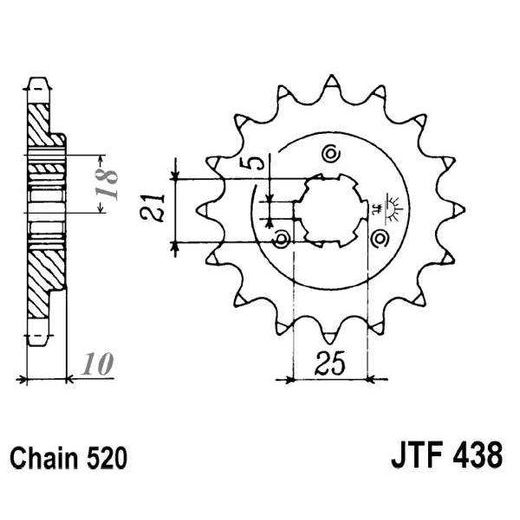 ŘETĚZOVÉ KOLEČKO JT JTF 438-15 15 ZUBŮ, 520