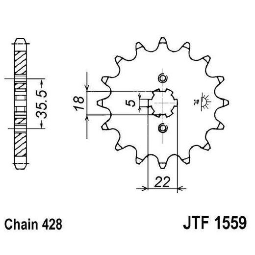 ŘETĚZOVÉ KOLEČKO JT JTF 1559-14 14 ZUBŮ, 428