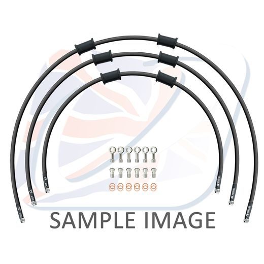 STANDARD HADICE PŘEDNÍ BRZDY SADA VENHILL POWERHOSEPLUS SUZ-7007FS-BK (3 HADICE V SADĚ) ČERNÉ HADICE, NEREZOVÉ KONCOVKY
