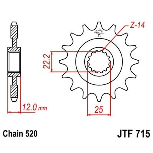 ŘETĚZOVÉ KOLEČKO JT JTF 715-13 13 ZUBŮ, 520