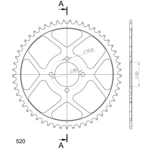 ŘETĚZOVÁ ROZETA SUPERSPROX RFE-320:53-BLK ČERNÝ 53 ZUBŮ, 520