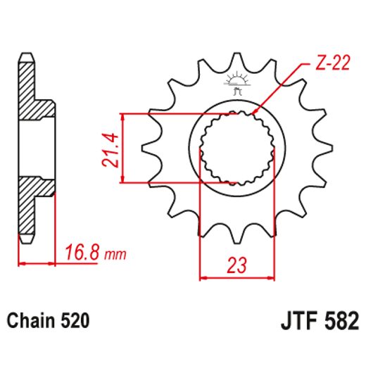 ŘETĚZOVÉ KOLEČKO JT JTF 582-15 15 ZUBŮ, 520