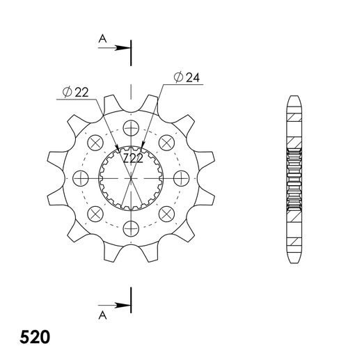 ŘETĚZOVÉ KOLEČKO SUPERSPROX CST-394:12 12 ZUBŮ, 520