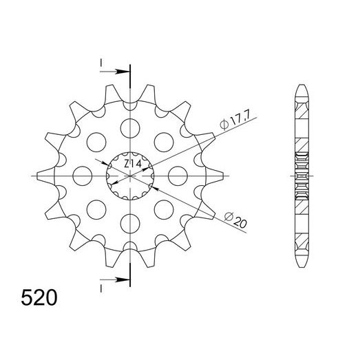 ŘETĚZOVÁ SADA EK - STŘÍBRNÝ ŘETĚZ 520 DEX, X-KROUŽEK, KOLEČKO SUPERSPROX, ROZETA SUPERSPROX PRO YAMAHA YZ 125 1997-1998