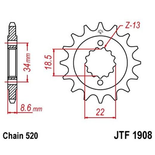 ŘETĚZOVÉ KOLEČKO JT JTF 1908-15 15 ZUBŮ, 520