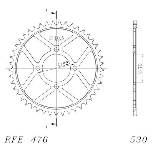 ŘETĚZOVÁ ROZETA SUPERSPROX RFE-476:45-BLK ČERNÝ 45 ZUBŮ, 530