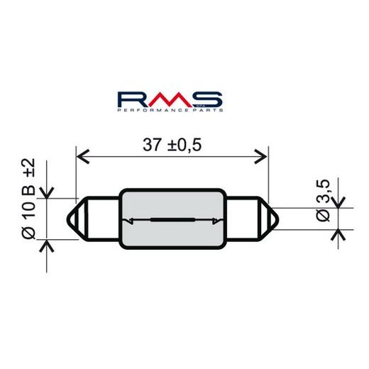 ŽÁROVKA RMS 246510175 12V 5W, T11X39 S8.5 BÍLÁ