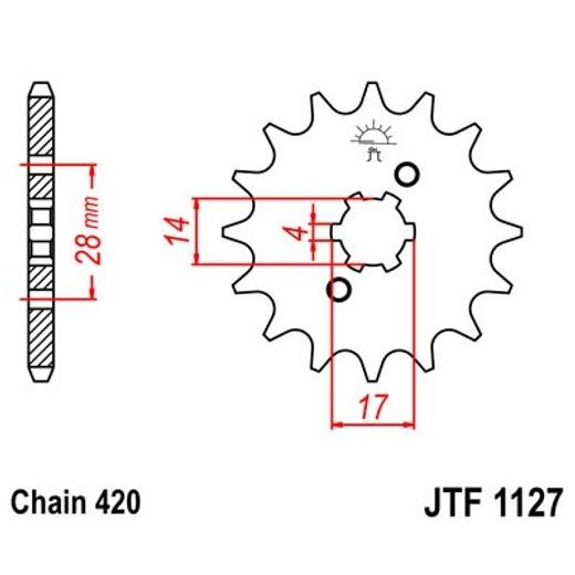 ŘETĚZOVÉ KOLEČKO JT JTF 1127-15 15 ZUBŮ, 420