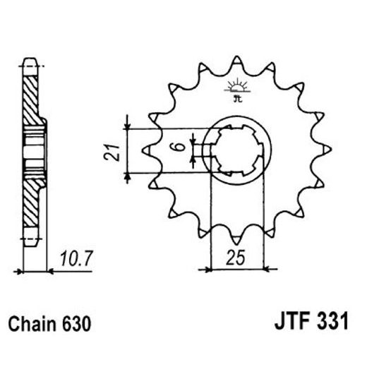 ŘETĚZOVÉ KOLEČKO JT JTF 331-14 14 ZUBŮ, 630