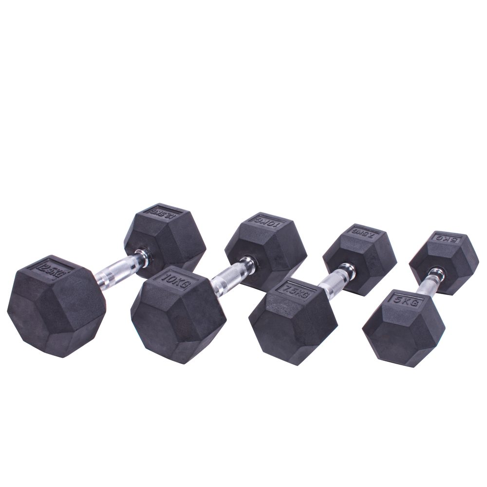 E-shop Sada jednoručních činek Sportago Hexagon - 5 + 7,5 + 10 + 12,5 kg