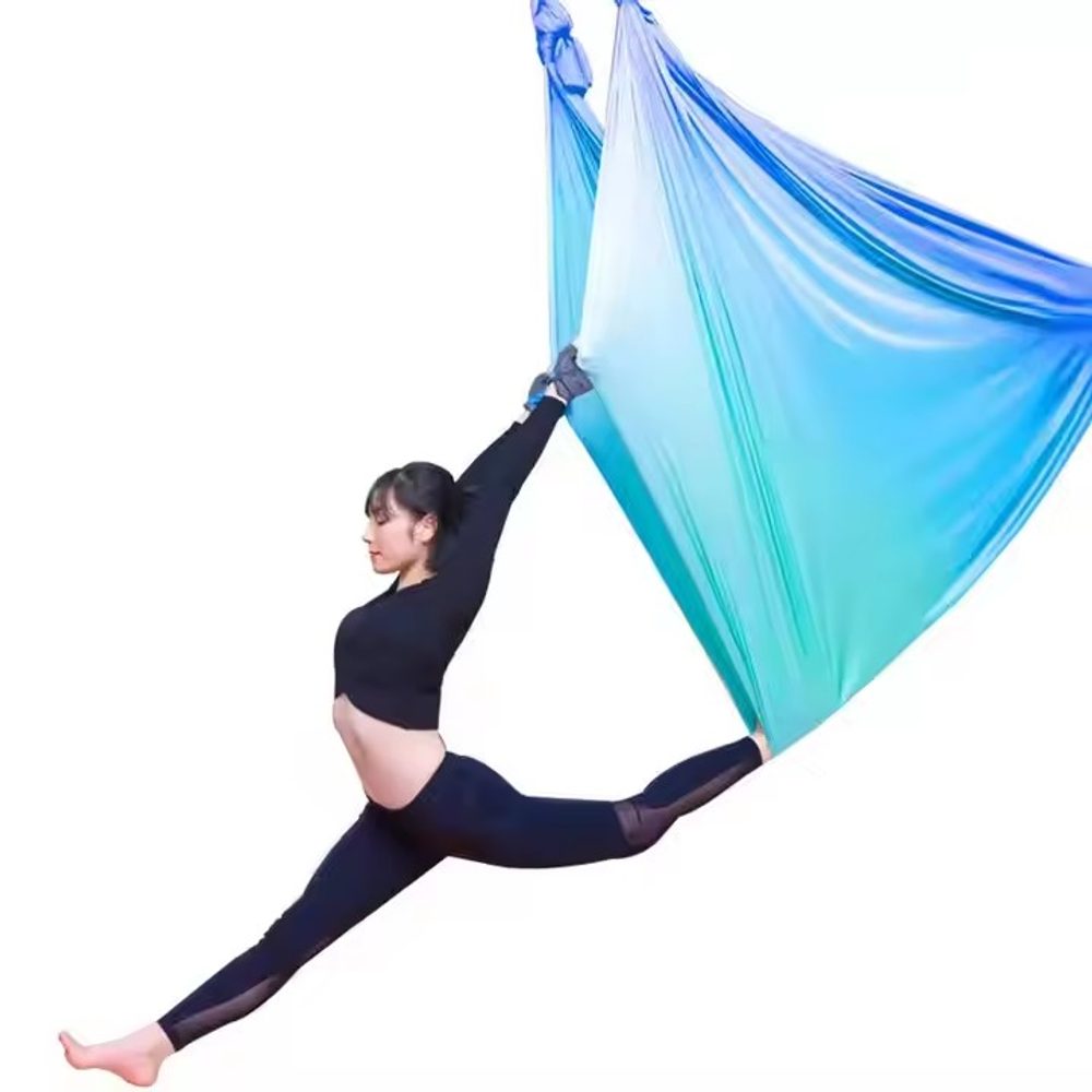 Sportago Aerial Yoga Hammock viacfarebný 2,7m - zeleno-modrá - 5m
