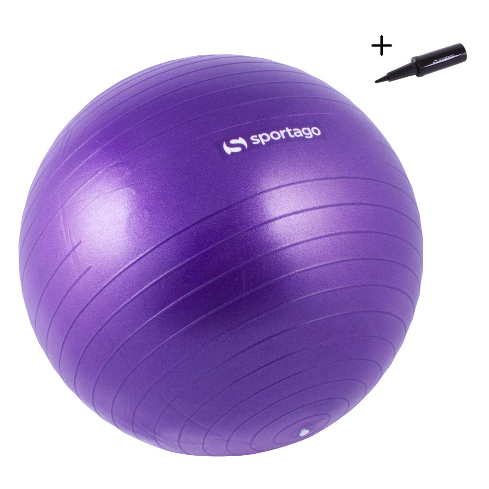 E-shop Gymnastický míč Sportago Anti-Burst 75 cm, modrý, vratanie pumpičky - fialová