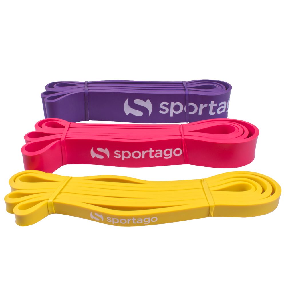 Levně Posilovací gumy Sportago Pase - univerzální sada - žlutá + fialová + oranžová
