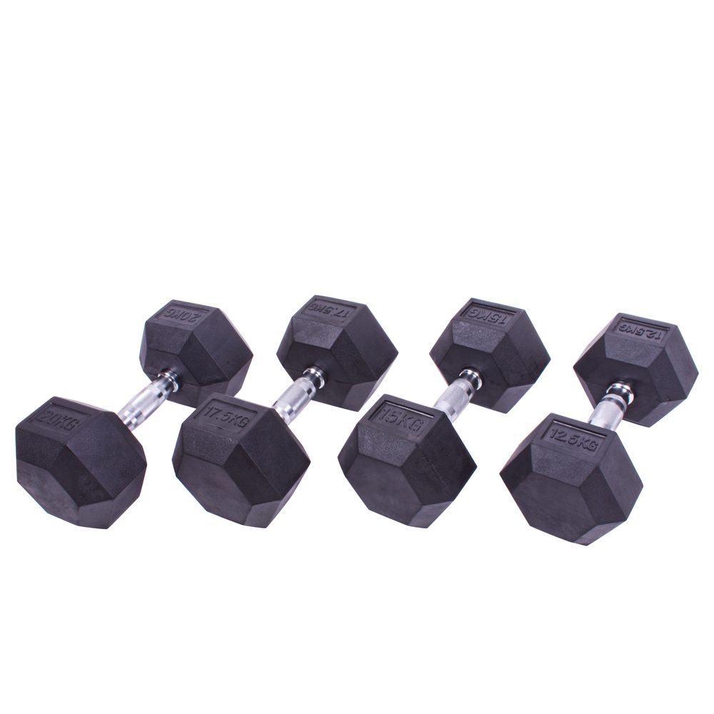 E-shop Sada jednoručních činek Sportago Hexagon - 12,5 + 15 + 17,5 + 20 kg