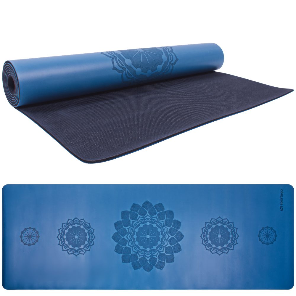 Gumová jóga podložka Sportago Indira 183x66 cm - tmavě modrá - 3 mm