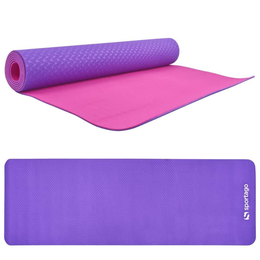Levně Podložka na cvičení Sportago TPE Yoga dvouvrstvá 173x61x0,4 cm, fialová