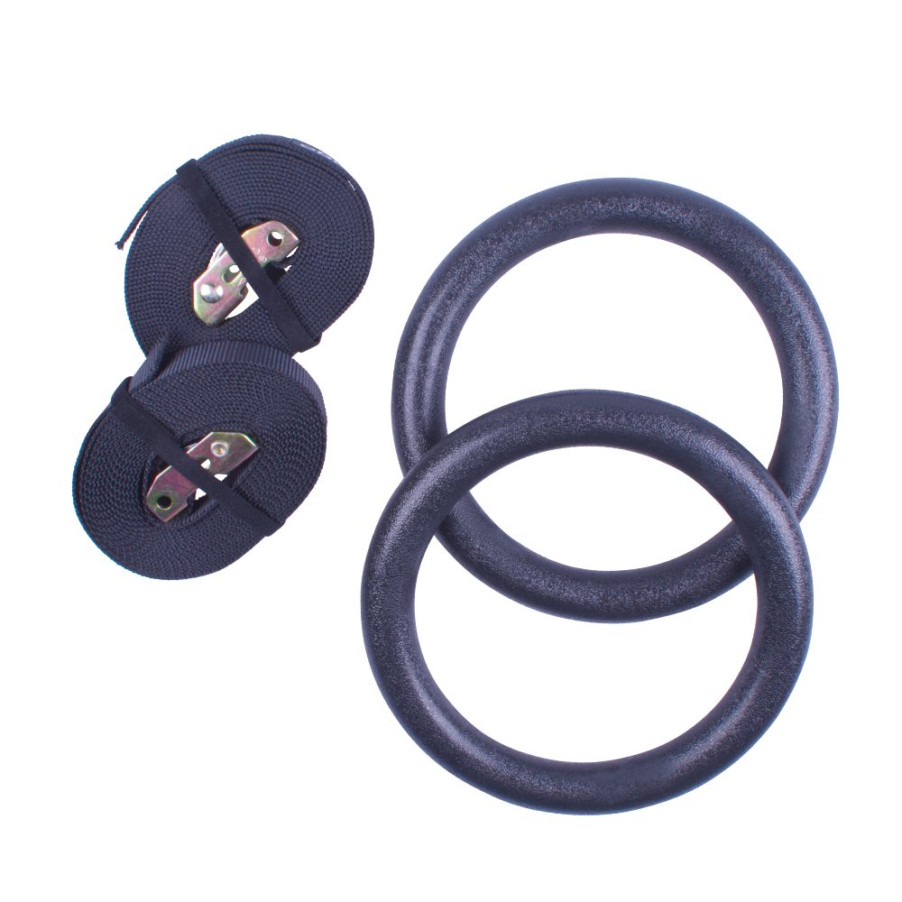 Levně Závěsné ABS gymnastické kruhy Sportago, černé