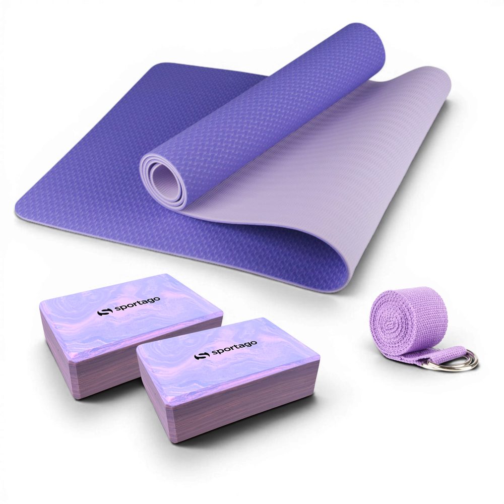 Sportago Yoga Start – kompletná sada na jogu - lila