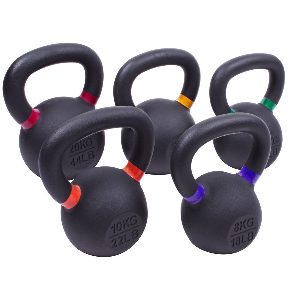 Sada powdercoated kettlebellu Sportago Ironside - 8 + 10 + 12 + 16 + 20 kg